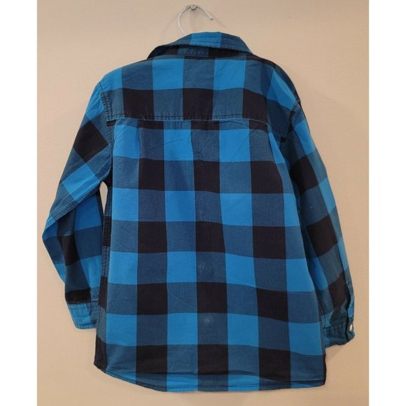 OshKosh Boys  Blue Casual Shirt Plaid Size 6T Long sleeve Button Up - Picture 2 of 4